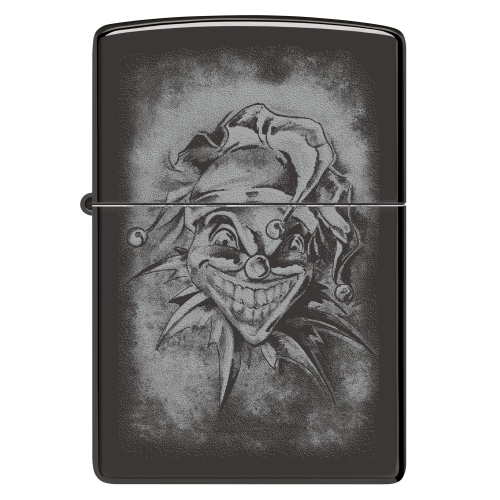 Зажигалка Zippo Clown с покрытием High Polish Black, латунь/сталь, черная, глянцевая, 38x13x57 мм