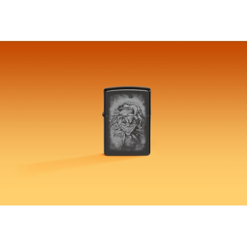 Зажигалка Zippo Clown с покрытием High Polish Black, латунь/сталь, черная, глянцевая, 38x13x57 мм