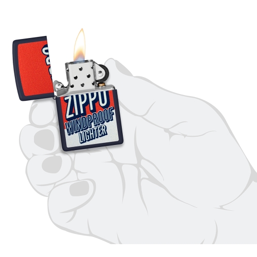 Зажигалка ZIPPO Color Block Design с покрытием Navy Matte, латунь/сталь, синяя, 38x13x57 мм, шт