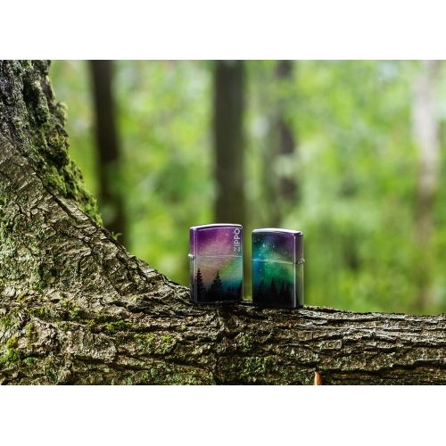 Зажигалка Zippo Colorful Sky с покрытием 540 Tumbled Chrome, латунь/сталь, разноцветная, 38x13x57 мм