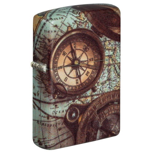 Зажигалка Zippo Compass Design с покрытием 540 Matte, латунь/сталь, разноцветная, 38x13x57 мм