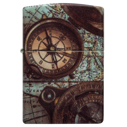 Зажигалка Zippo Compass Design с покрытием 540 Matte, латунь/сталь, разноцветная, 38x13x57 мм