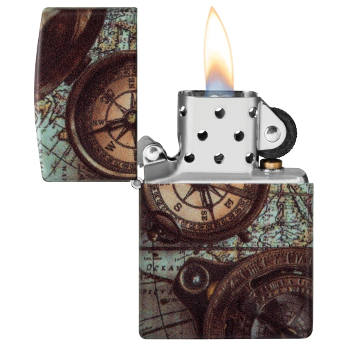 Зажигалка Zippo Compass Design с покрытием 540 Matte, латунь/сталь, разноцветная, 38x13x57 мм