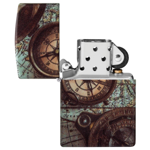 Зажигалка Zippo Compass Design с покрытием 540 Matte, латунь/сталь, разноцветная, 38x13x57 мм