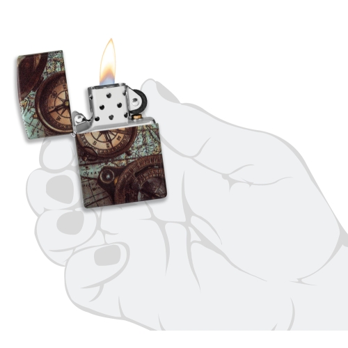 Зажигалка Zippo Compass Design с покрытием 540 Matte, латунь/сталь, разноцветная, 38x13x57 мм