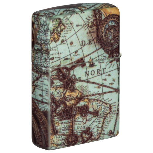 Зажигалка Zippo Compass Design с покрытием 540 Matte, латунь/сталь, разноцветная, 38x13x57 мм