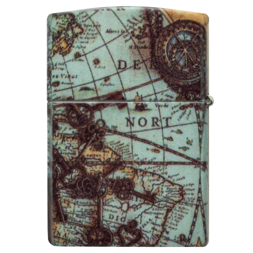 Зажигалка Zippo Compass Design с покрытием 540 Matte, латунь/сталь, разноцветная, 38x13x57 мм