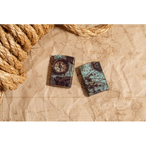Зажигалка Zippo Compass Design с покрытием 540 Matte, латунь/сталь, разноцветная, 38x13x57 мм