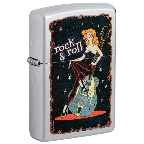 Зажигалка Zippo Cool Chick с покрытием Satin Chrome, латунь/сталь, серебристая, 38x13x57 мм