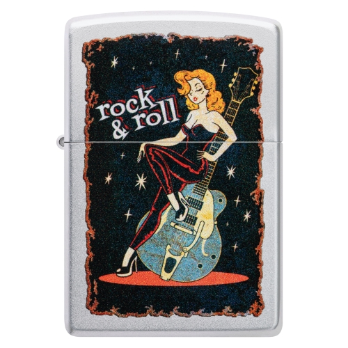 Зажигалка Zippo Cool Chick с покрытием Satin Chrome, латунь/сталь, серебристая, 38x13x57 мм
