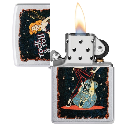 Зажигалка Zippo Cool Chick с покрытием Satin Chrome, латунь/сталь, серебристая, 38x13x57 мм