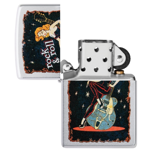 Зажигалка Zippo Cool Chick с покрытием Satin Chrome, латунь/сталь, серебристая, 38x13x57 мм