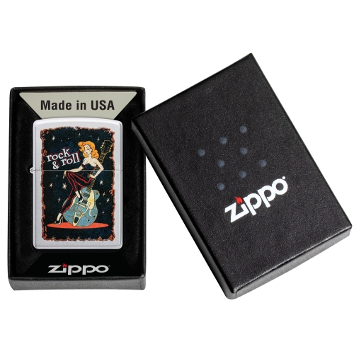 Зажигалка Zippo Cool Chick с покрытием Satin Chrome, латунь/сталь, серебристая, 38x13x57 мм