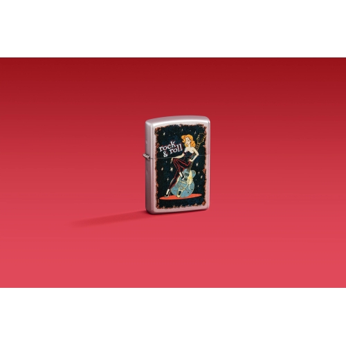 Зажигалка Zippo Cool Chick с покрытием Satin Chrome, латунь/сталь, серебристая, 38x13x57 мм