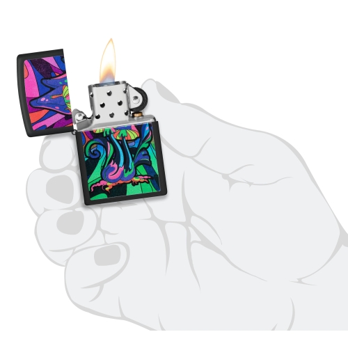 Зажигалка Zippo Counter Culture с покрытием Black Light, латунь/сталь, черная,матовая 38x13x57 мм