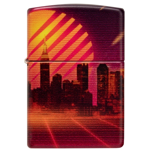 Зажигалка Zippo Cyber City с покрытием 540 Matte, латунь/сталь, оранжевая 38x13x57 мм