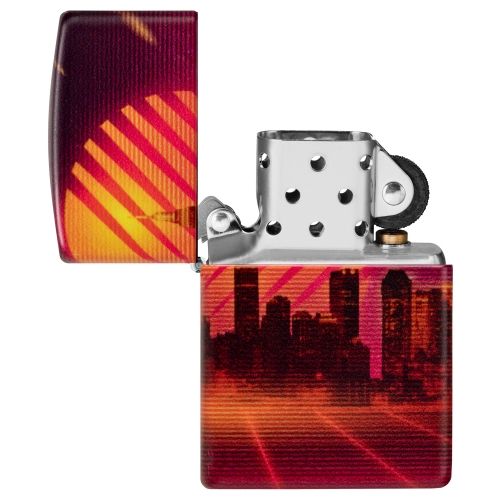 Зажигалка Zippo Cyber City с покрытием 540 Matte, латунь/сталь, оранжевая 38x13x57 мм