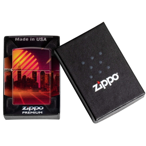 Зажигалка Zippo Cyber City с покрытием 540 Matte, латунь/сталь, оранжевая 38x13x57 мм