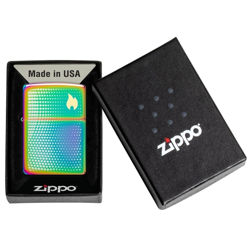 Зажигалка ZIPPO Dot Matrix с покрытием Multi Color, латунь/сталь, разноцветная, глянцевая, 38x13x57