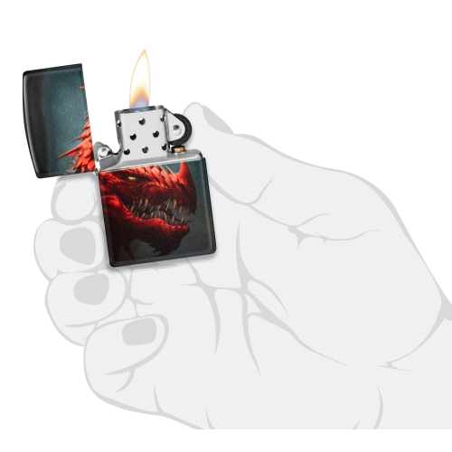 Зажигалка Zippo Dragon Design с покрытием 540 Matte, латунь/сталь, черная, 38x13x57 мм