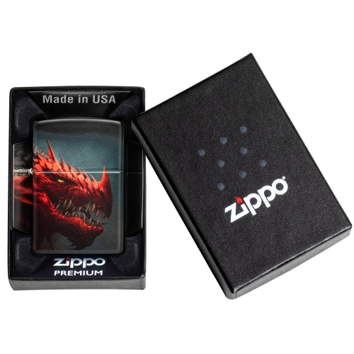 Зажигалка Zippo Dragon Design с покрытием 540 Matte, латунь/сталь, черная, 38x13x57 мм