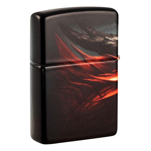 Зажигалка Zippo Dragon Design с покрытием 540 Matte, латунь/сталь, черная, 38x13x57 мм