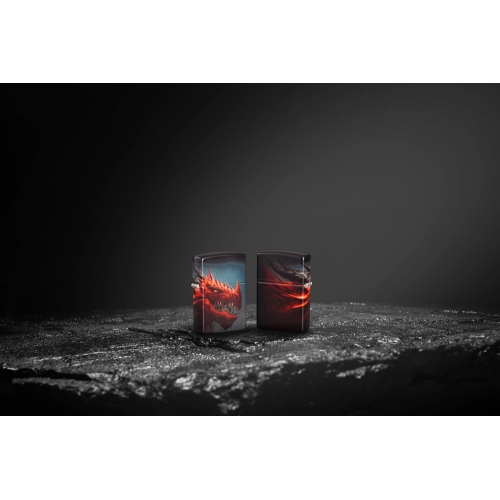 Зажигалка Zippo Dragon Design с покрытием 540 Matte, латунь/сталь, черная, 38x13x57 мм
