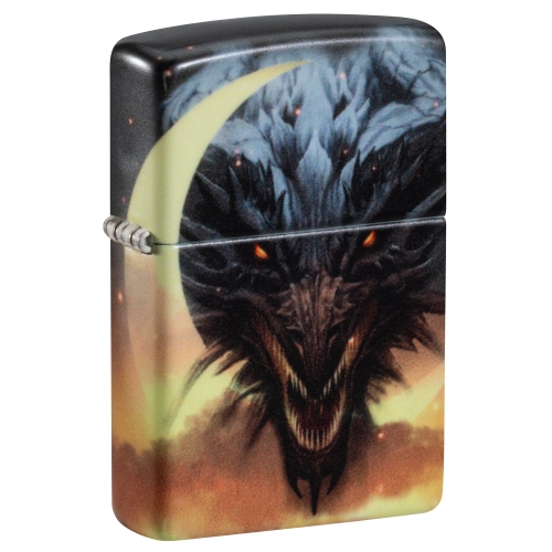 Зажигалка Zippo Dragon Design с покрытием Glow In The Dark Green, латунь/сталь, черная, 38x13x57 мм