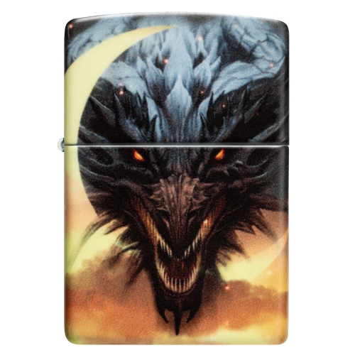 Зажигалка Zippo Dragon Design с покрытием Glow In The Dark Green, латунь/сталь, черная, 38x13x57 мм