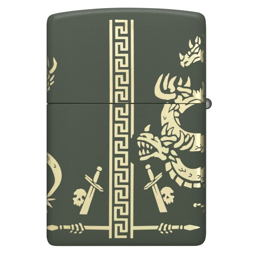 Зажигалка Zippo Dragon Design с покрытием Green Matte, латунь/сталь, зеленая, матовая, 38x13x57 мм
