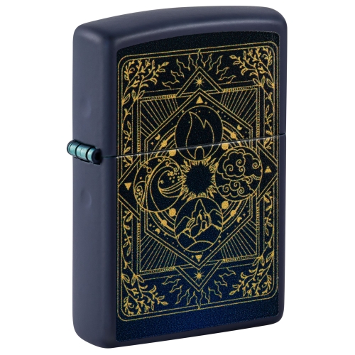 Зажигалка Zippo Elements Design с покрытием Navy Matte, латунь/сталь, синяя, матовая, 38x13x57 мм
