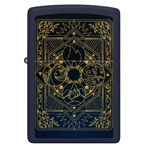 Зажигалка Zippo Elements Design с покрытием Navy Matte, латунь/сталь, синяя, матовая, 38x13x57 мм