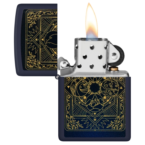 Зажигалка Zippo Elements Design с покрытием Navy Matte, латунь/сталь, синяя, матовая, 38x13x57 мм