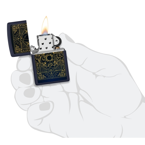 Зажигалка Zippo Elements Design с покрытием Navy Matte, латунь/сталь, синяя, матовая, 38x13x57 мм
