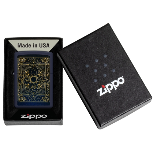 Зажигалка Zippo Elements Design с покрытием Navy Matte, латунь/сталь, синяя, матовая, 38x13x57 мм