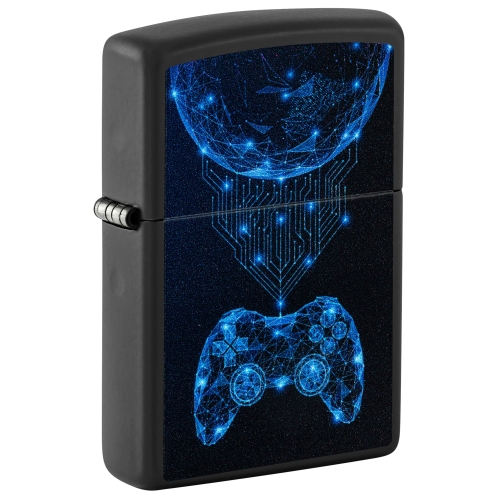 Зажигалка Zippo Gaming с покрытием Black Matte, латунь/сталь, черная, матовая, 38x13x57 мм