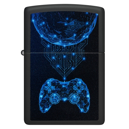 Зажигалка Zippo Gaming с покрытием Black Matte, латунь/сталь, черная, матовая, 38x13x57 мм