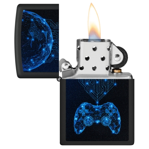 Зажигалка Zippo Gaming с покрытием Black Matte, латунь/сталь, черная, матовая, 38x13x57 мм