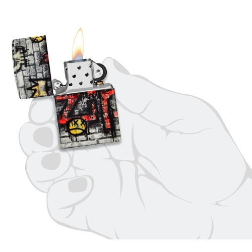 Зажигалка ZIPPO Graffiti King с покрытием 540 Matte, латунь/сталь, разноцветная, матовая, 38x13x57 м