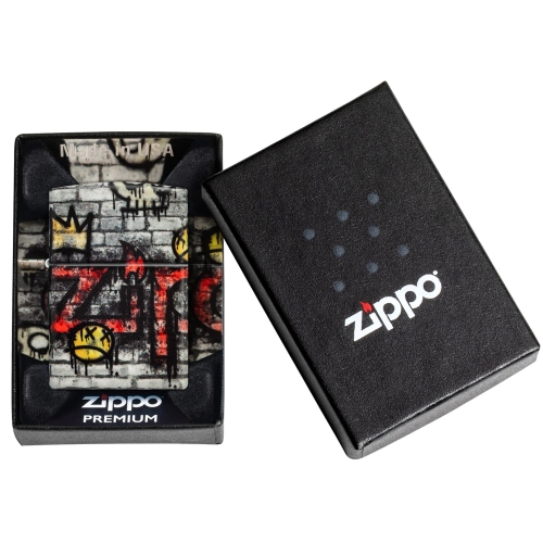 Зажигалка ZIPPO Graffiti King с покрытием 540 Matte, латунь/сталь, разноцветная, матовая, 38x13x57 м