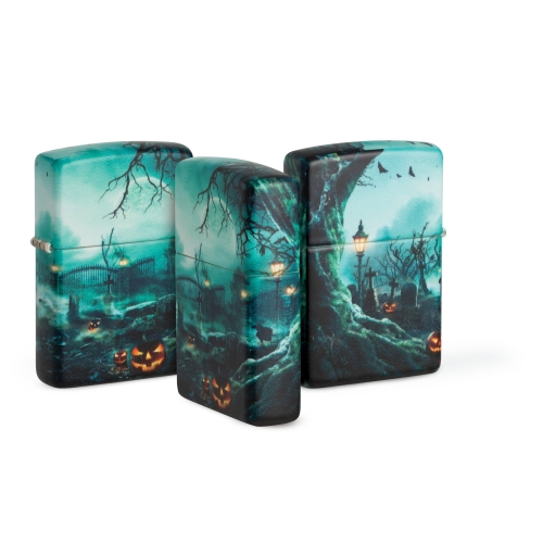 Зажигалка Zippo Graveyard с покрытием 540 Matte, латунь/сталь, разноцветная, 38x13x57 мм