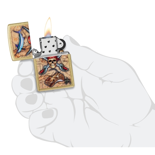 Зажигалка Zippo Guy Harvey с покрытием Street Brass, латунь/сталь, золотистая, 38x13x57 мм