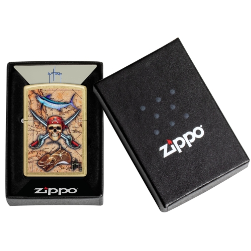 Зажигалка Zippo Guy Harvey с покрытием Street Brass, латунь/сталь, золотистая, 38x13x57 мм