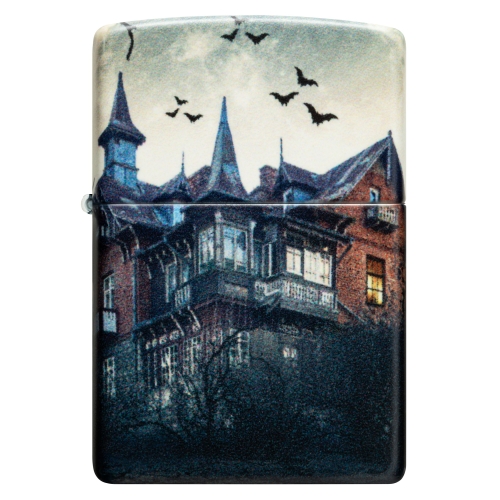 Зажигалка Zippo Horror House с покрытием 540 Matte, латунь/сталь, белая, 38x13x57 мм
