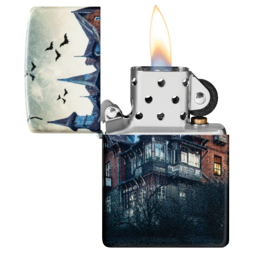 Зажигалка Zippo Horror House с покрытием 540 Matte, латунь/сталь, белая, 38x13x57 мм
