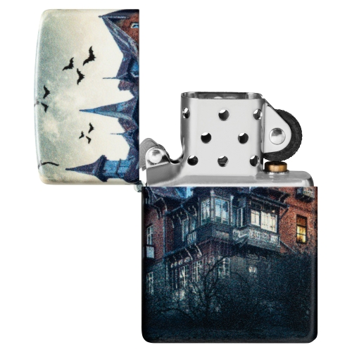 Зажигалка Zippo Horror House с покрытием 540 Matte, латунь/сталь, белая, 38x13x57 мм