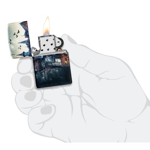 Зажигалка Zippo Horror House с покрытием 540 Matte, латунь/сталь, белая, 38x13x57 мм