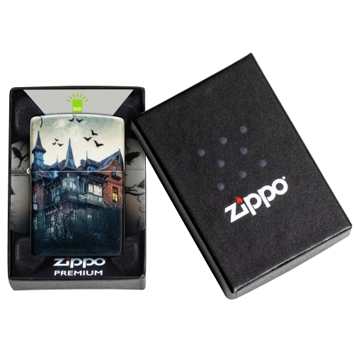 Зажигалка Zippo Horror House с покрытием 540 Matte, латунь/сталь, белая, 38x13x57 мм