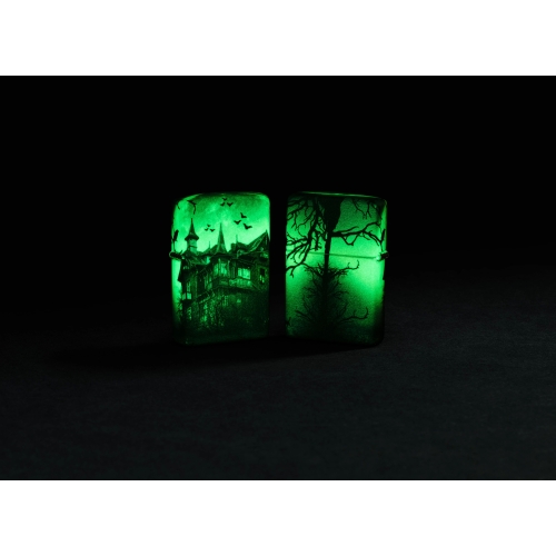 Зажигалка Zippo Horror House с покрытием 540 Matte, латунь/сталь, белая, 38x13x57 мм