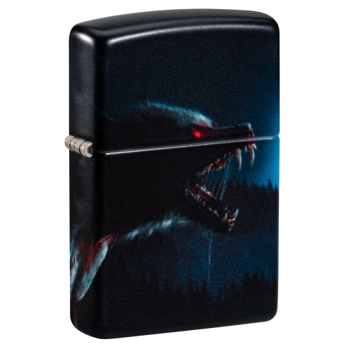 Зажигалка Zippo Horror Wolf с покрытием 540 Matte, латунь/сталь, черная, 38x13x57 мм
